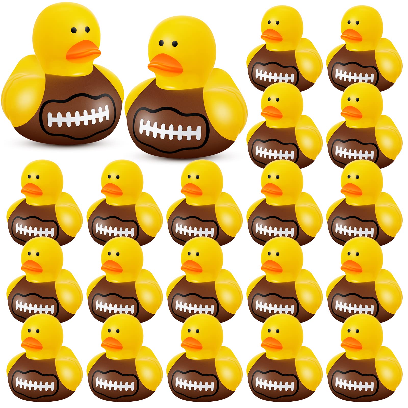 100 Pcs Football Rubber Ducks - Floating Bath Toys for Kids, Sports Themed Shower Toys, Mini Rubber Duckies for Bathtub Party Decorations, Birthday Party Favors & Pool Fun - Perfect for Baby Showers, Game Day Events & Birthday Celebrations