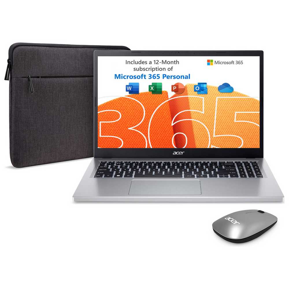 Acer Aspire Go 15.6 Inch Laptop with Intel N100 Processor, 4GB RAM, 128GB SSD - Lightweight Notebook for Students, Work & Travel | Includes Bundle Accessories