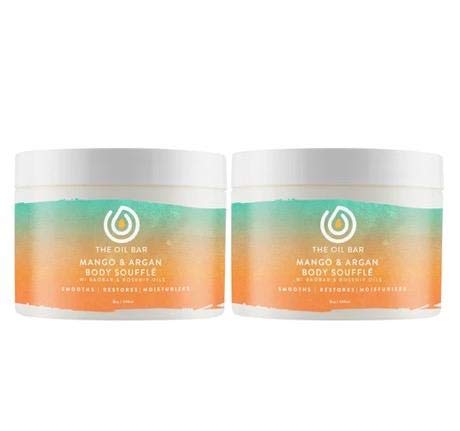 Organic Coconut Lemongrass Scented Mango & Argan Body Souffle - 2 Pack (8 oz Each) | Moisturizing Body Cream for Dry Skin | Perfect for Spa Day & Self-Care Routine