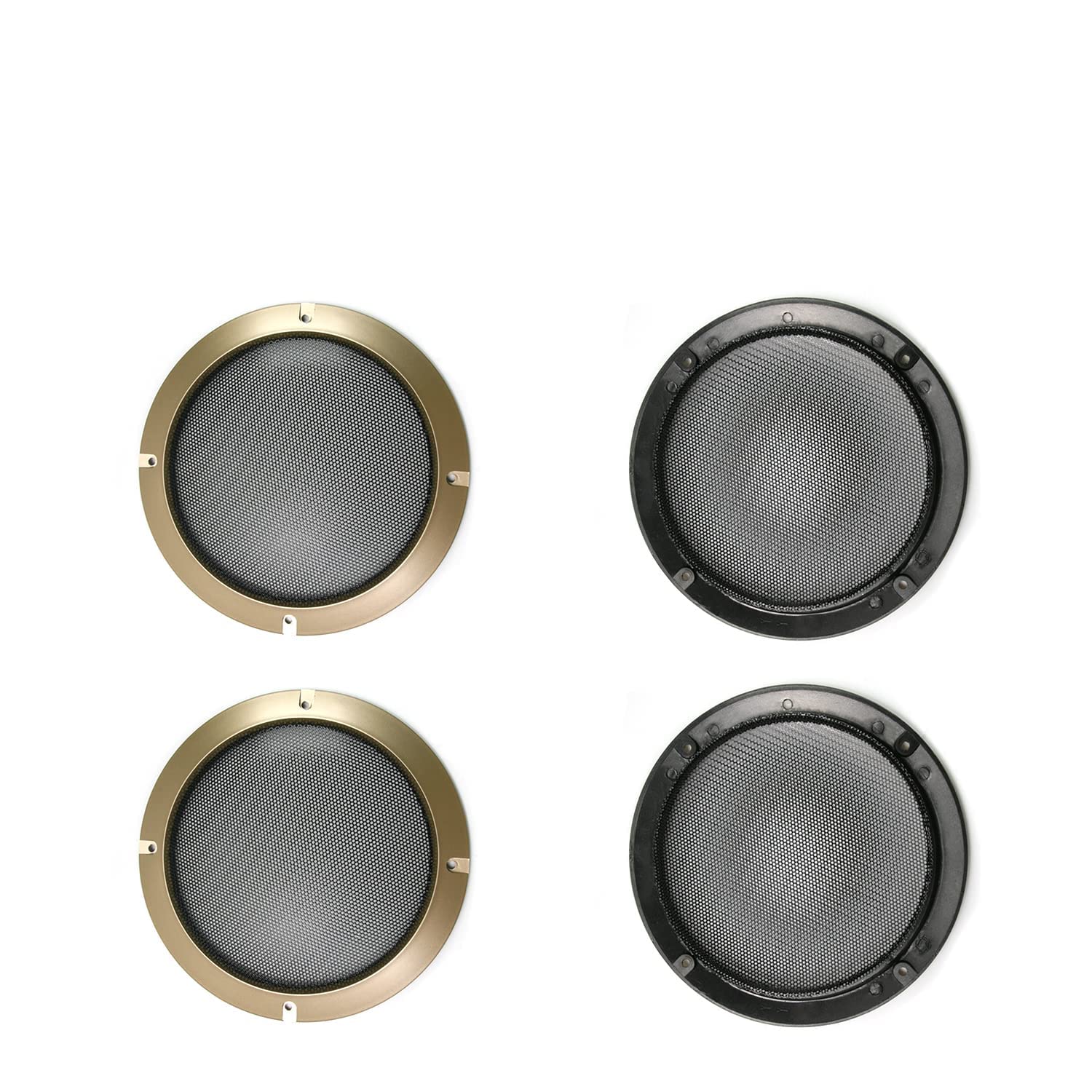 Fielect 6.5 Inch Gold Speaker Grill Cover - Decorative Subwoofer Mesh Guard for Home Theater, Car Audio, and Studio Protection - Premium Audio Accessories