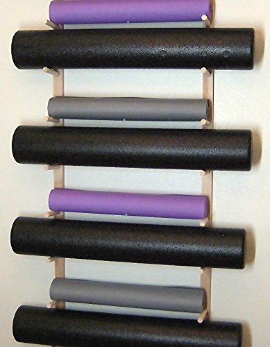 Premium Wooden Foam Roller & Yoga Mat Storage Rack - Holds 4, 8, or 12 Mats/Rollers - Modular Wall Mount System with Easy Installation Hardware - Perfect for Home Gym, Yoga Studio & Fitness Room Organization