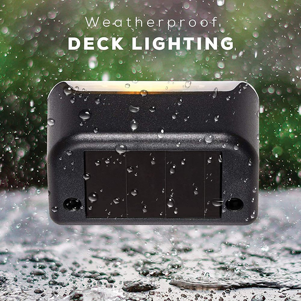 4 Pack Solar Powered Outdoor Deck Lights - Waterproof LED Step Lights for Patio, Garden, Pathway & Stairs - Weatherproof Landscape Lighting for Night Safety & Ambience