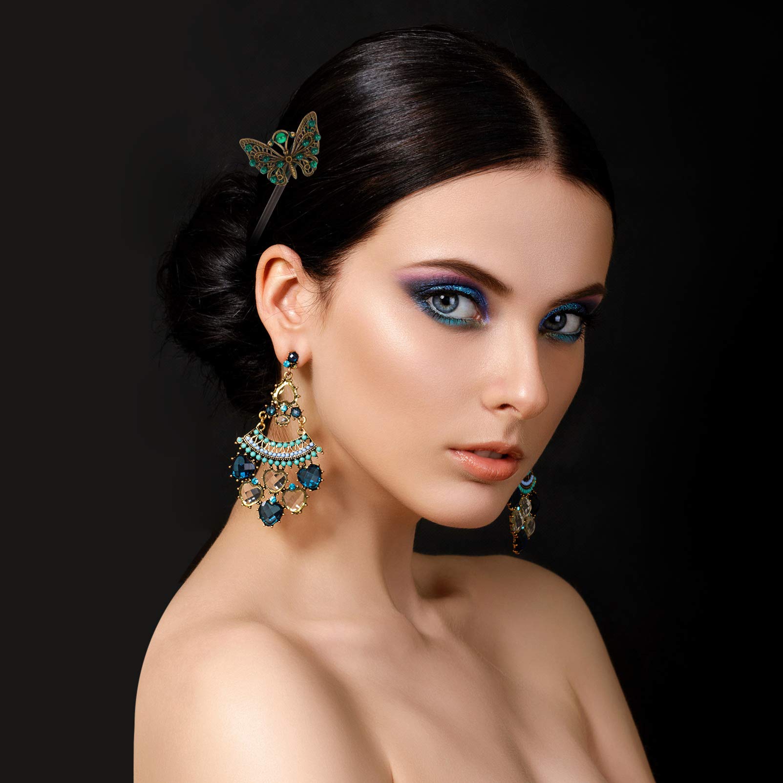 Vintage Butterfly Hair Sticks 2pcs - Chinese Hair Chopsticks for Brides & Weddings