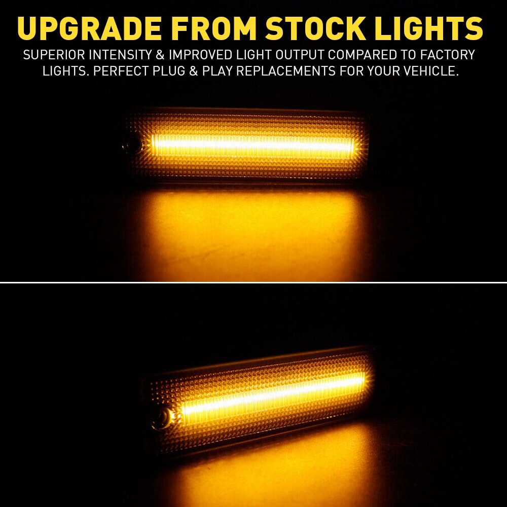 1998-2002 Pontiac Firebird LED Side Marker Lights - Smoke Shell with Front Amber & Rear Red Bulbs - High Visibility Safety Lights for Night Driving & Car Customization