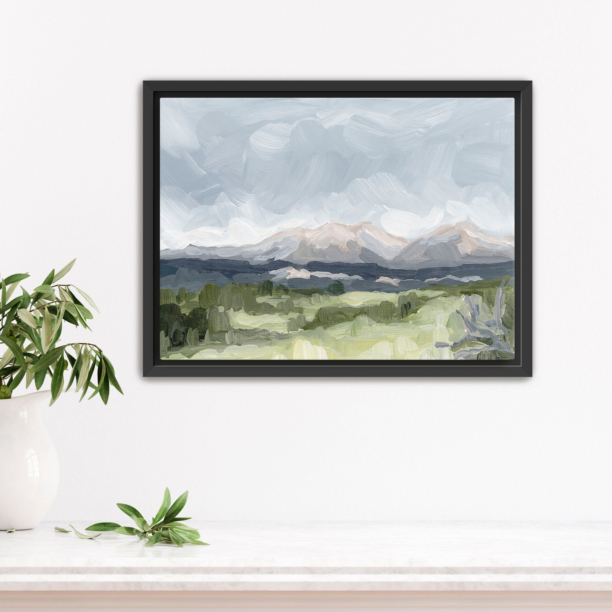 Home in the Valley Wall Art Print - Scenic Landscape Painting for Living Room, Bedroom & Office Decor