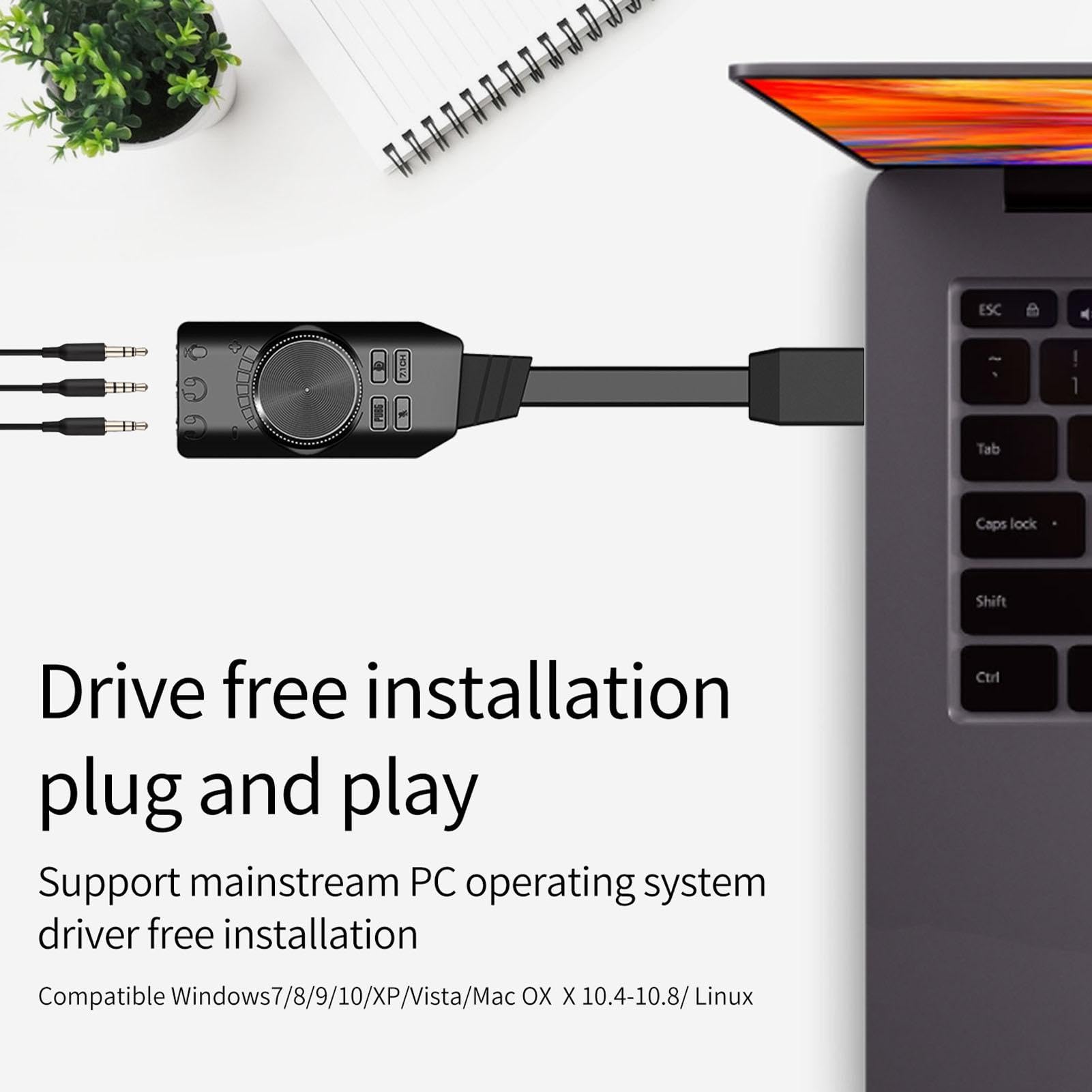 Premium External USB Sound Card - Virtual 7.1 Surround Sound Audio Adapter with Optical Output & Volume Control | Portable USB DAC for Gaming (League of Legends), Streaming, Music Production & PC Headsets | Perfect for Esports, Home Theater & Studio Recording