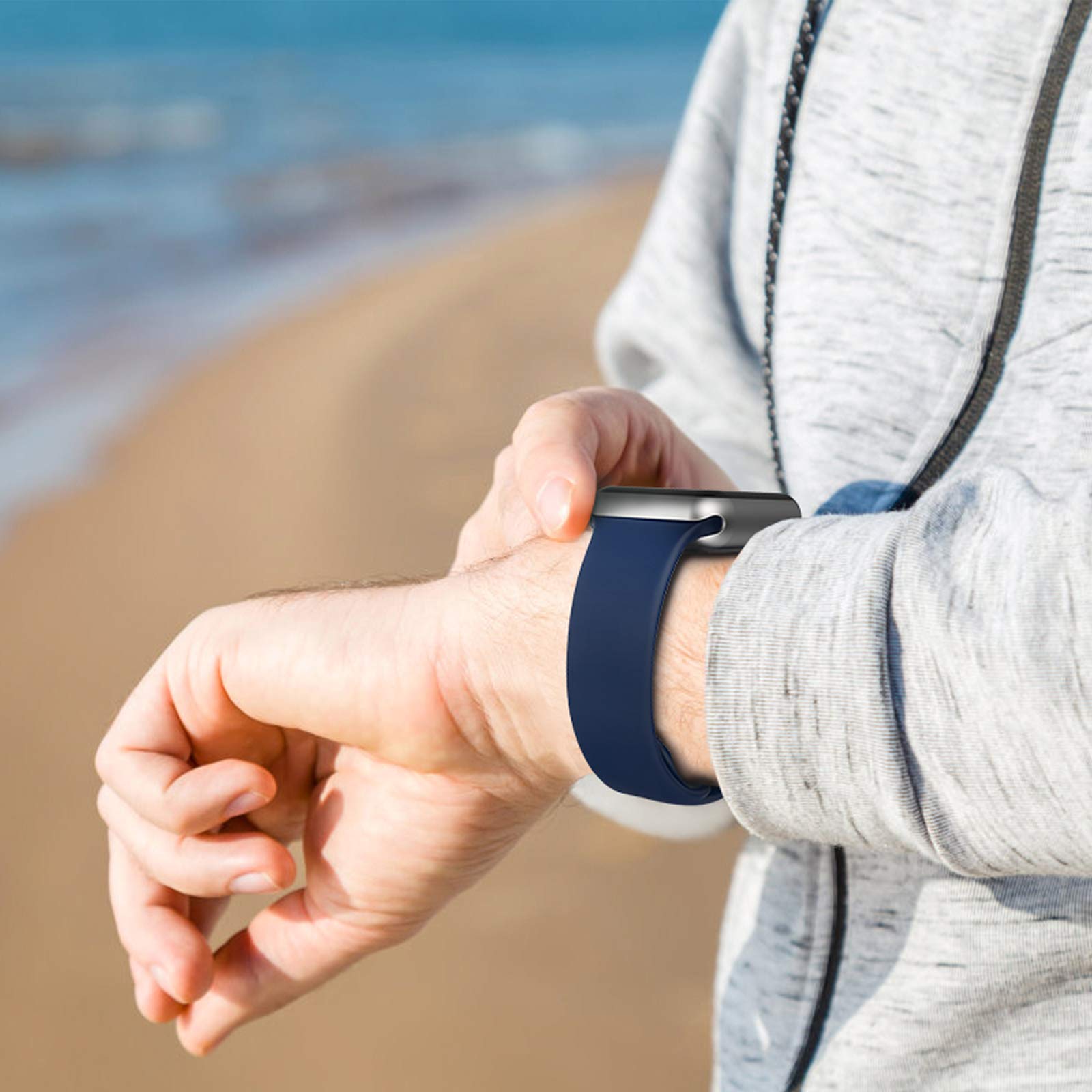 Premium Sport Bands for Apple Watch 38mm 40mm 41mm 42mm 44mm 45mm 49mm - Soft Silicone Waterproof Strap Compatible with iWatch Ultra 2 Series 9/8/7/6/5/4/3/2/1 & SE - Unisex Design for Men & Women - Perfect for Workouts, Swimming & Everyday Wear