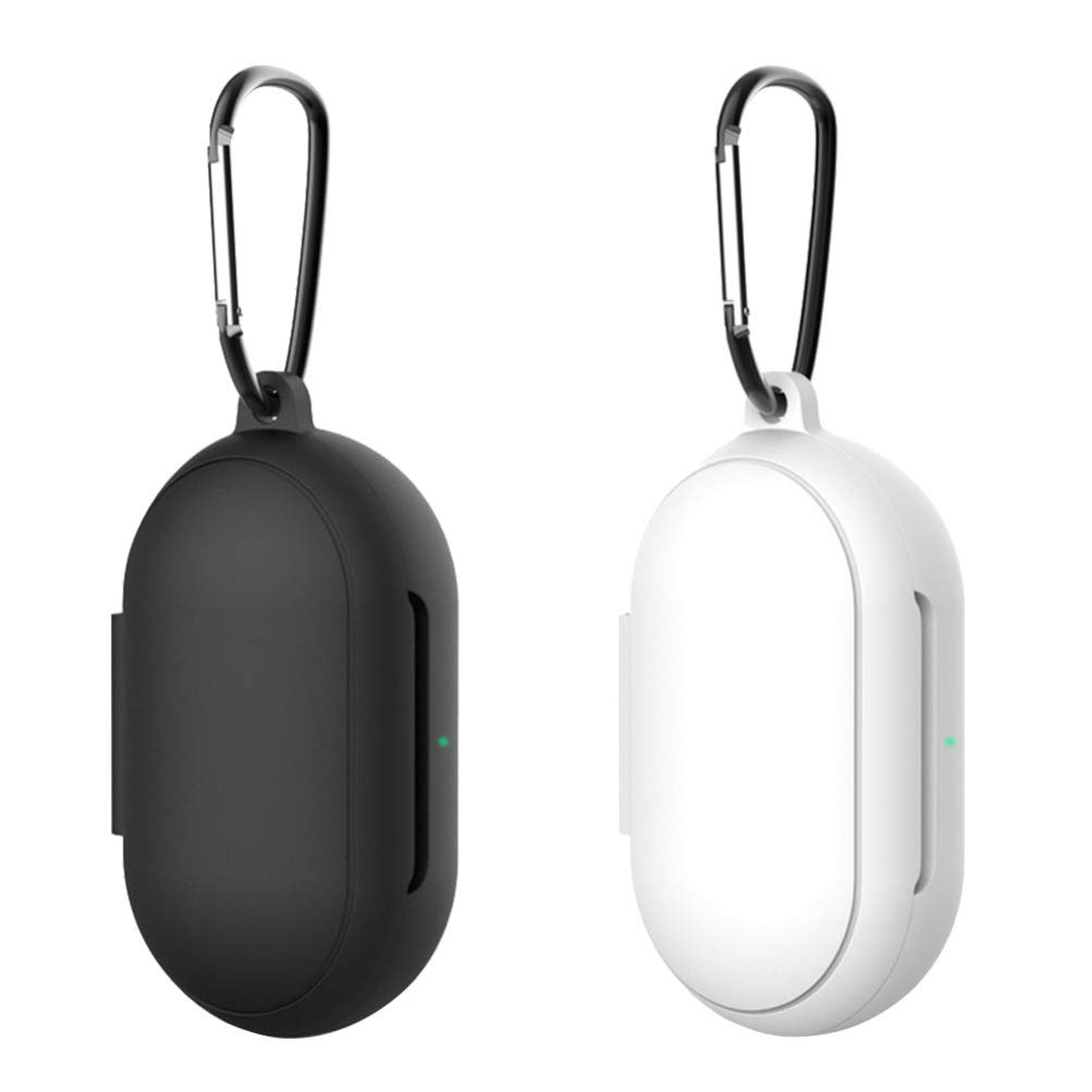 Samsung Buds Plus Case Cover - 2 Pack Shockproof Silicone Protective Skin for Galaxy Buds Plus with Keychain (Black & White) - Perfect for Travel, Gym & Daily Protection