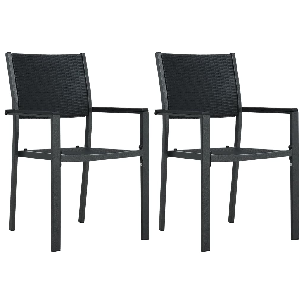 vidaXL 2-Piece Patio Dining Chairs Set with Armrests - Black Plastic Rattan-Look Outdoor Chairs for Deck, Garden, Lawn, Balcony, Backyard - Perfect for Outdoor Dining, Lounging, and Relaxation
