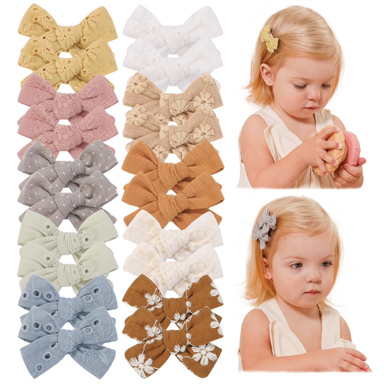 20PCS Mini Hair Clips with Bows for Girls & Kids - 2 Inch Tiny Barrettes for Fine Hair - Perfect for School, Parties, and Daily Hair Styling