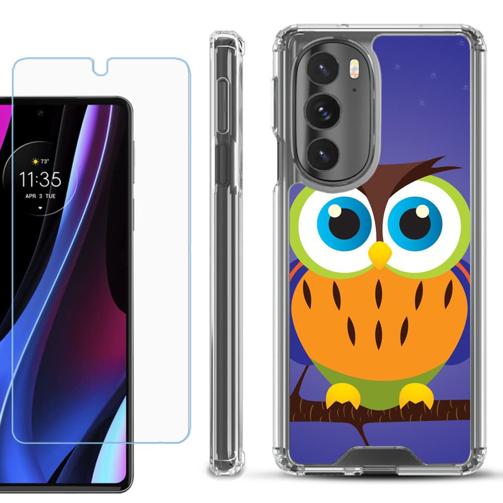 Shockproof Moto Edge+ 5G Case with Screen Protector - Night Owl for Outdoor Protection