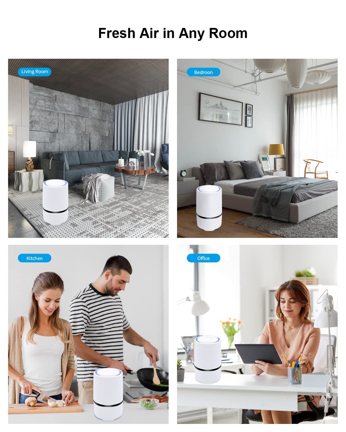 MELEDEN HEPA Air Purifier for Smoke, Pollen, Pet Dander, Odor & Dust Removal - Compact Home Air Cleaner for Bedroom, Kitchen, Office - Ozone-Free Air Purifier for Allergy Relief & Fresh Indoor Air