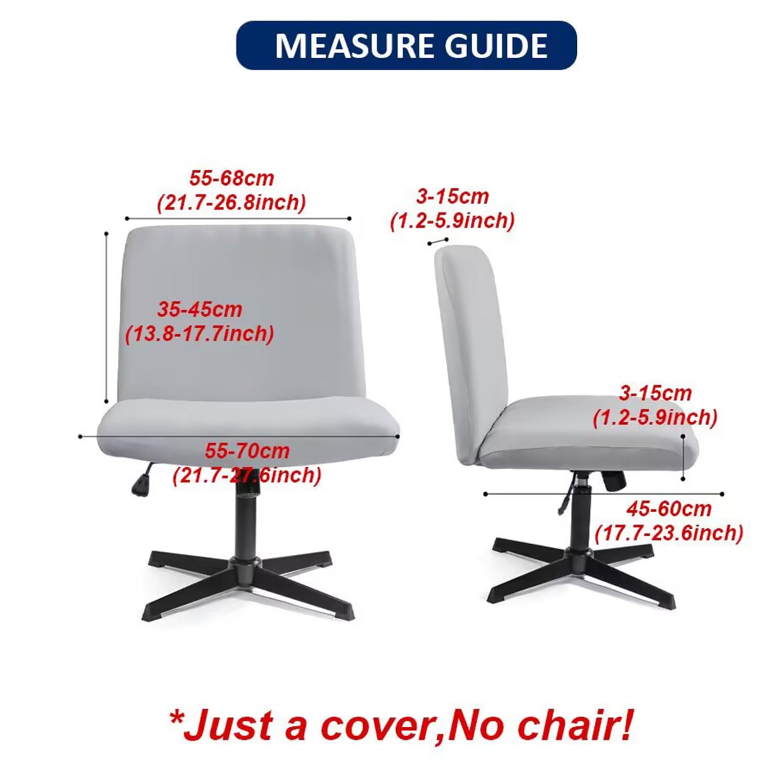 Waterproof Armless Chair Slipcover - 100% Knitted Jacquard Modern Criss Cross Design for Office Desk & Vanity Chairs - Mid Back Accent Chair Cover for Home & Office Use - Spill Protection & Stylish Upgrade for Dining, Living Room or Workspace