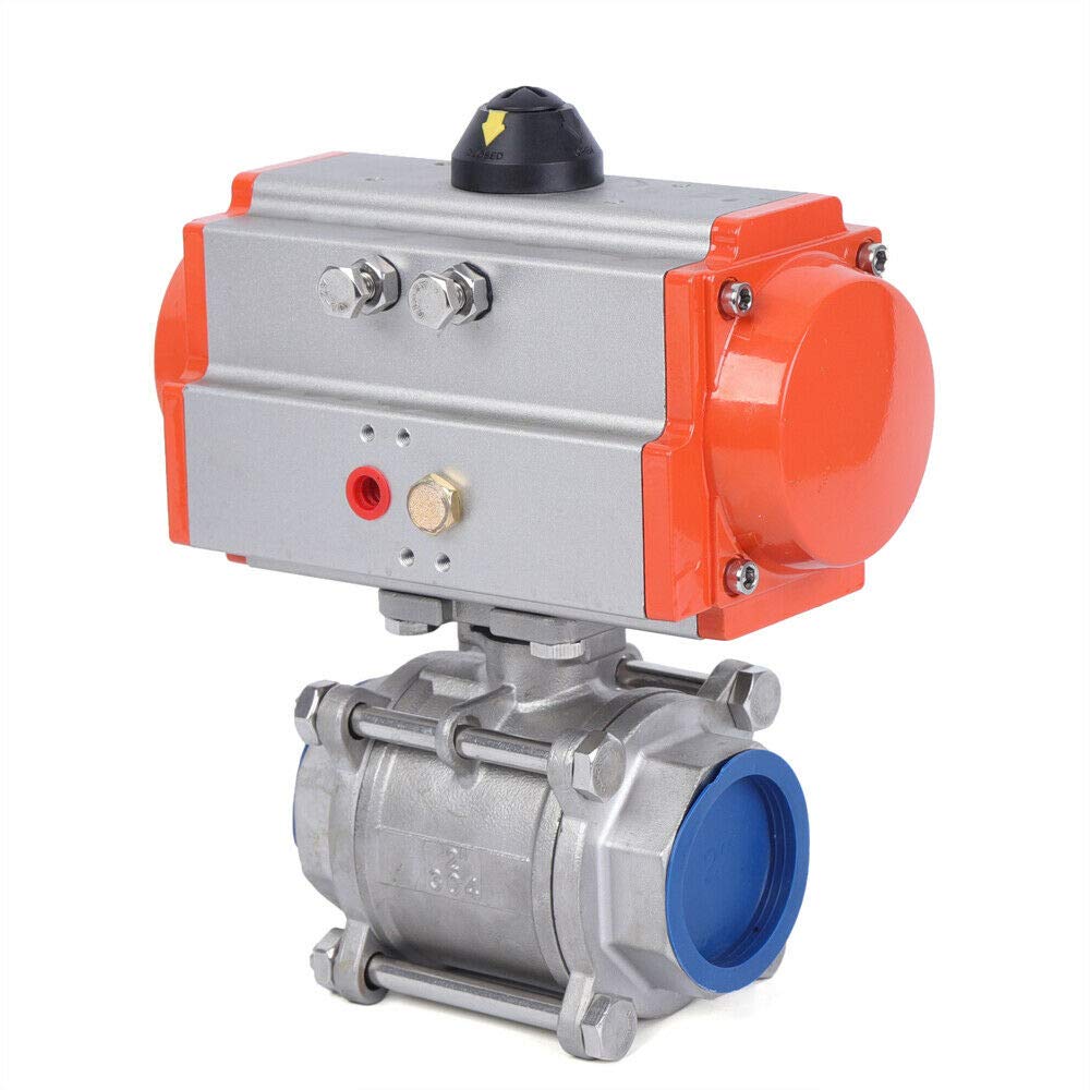 2-Inch 3-Piece Single-Acting Pneumatic Air Actuated Stainless Steel Steam Ball Valve - 1000 PSI, Ball Check, for Automatic Control Systems - Ideal for Industrial Steam Lines, HVAC Systems, and Process Automation