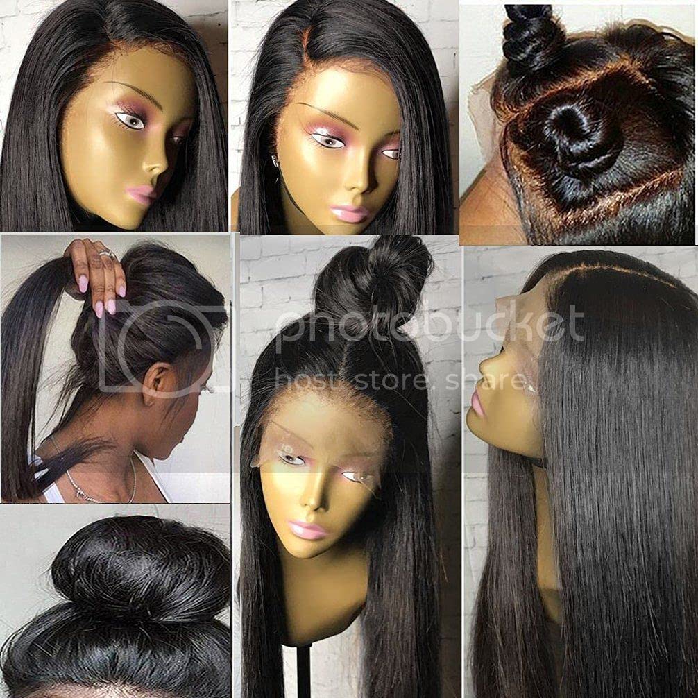 Brazilian Virgin Human Hair Lace Front Wigs - Pre Plucked Bleached Knots 180% Density Silky Straight Glueless Wig with Baby Hair for Black Women | 14 Inch Natural Look for Daily Wear & Special Occasions
