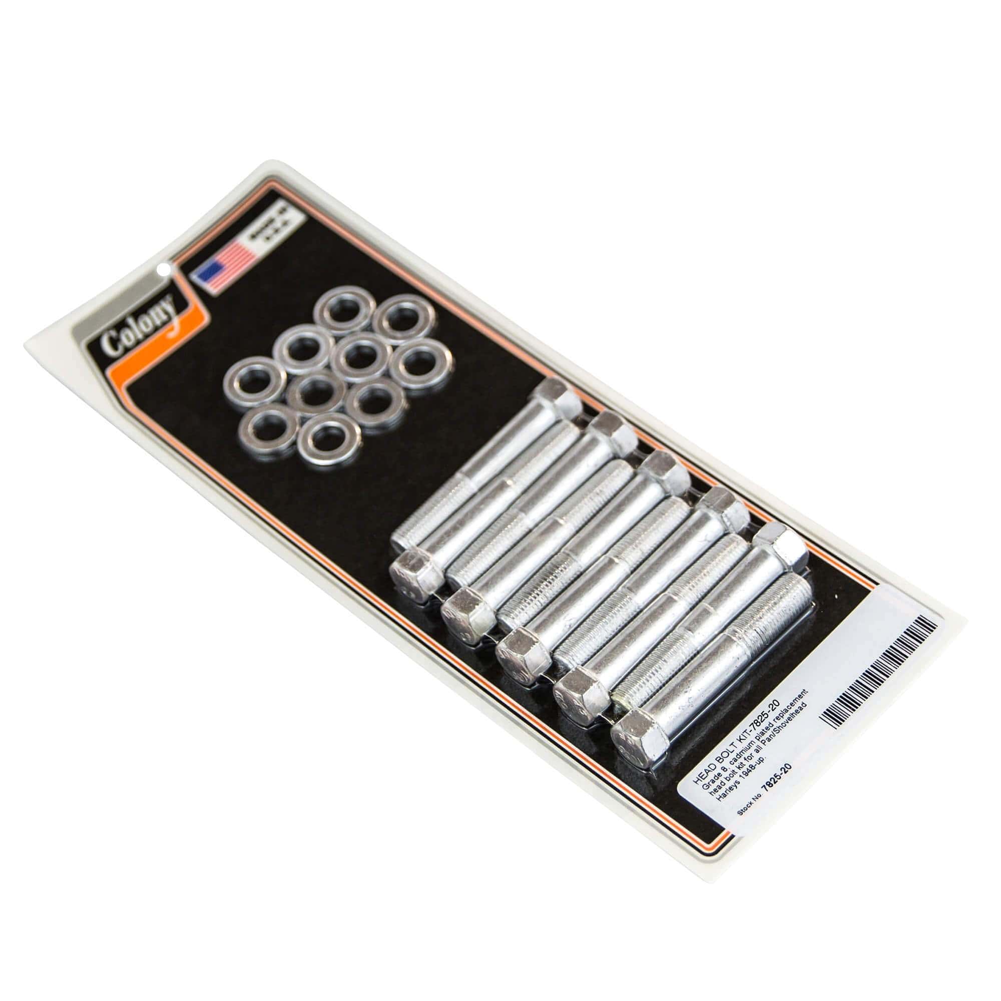 20-Piece Grade 8 Head Bolt Kit for 1948-Up Harley Davidson Panhead & Shovelhead - CAD Plated - Motorcycle Engine Repair & Maintenance