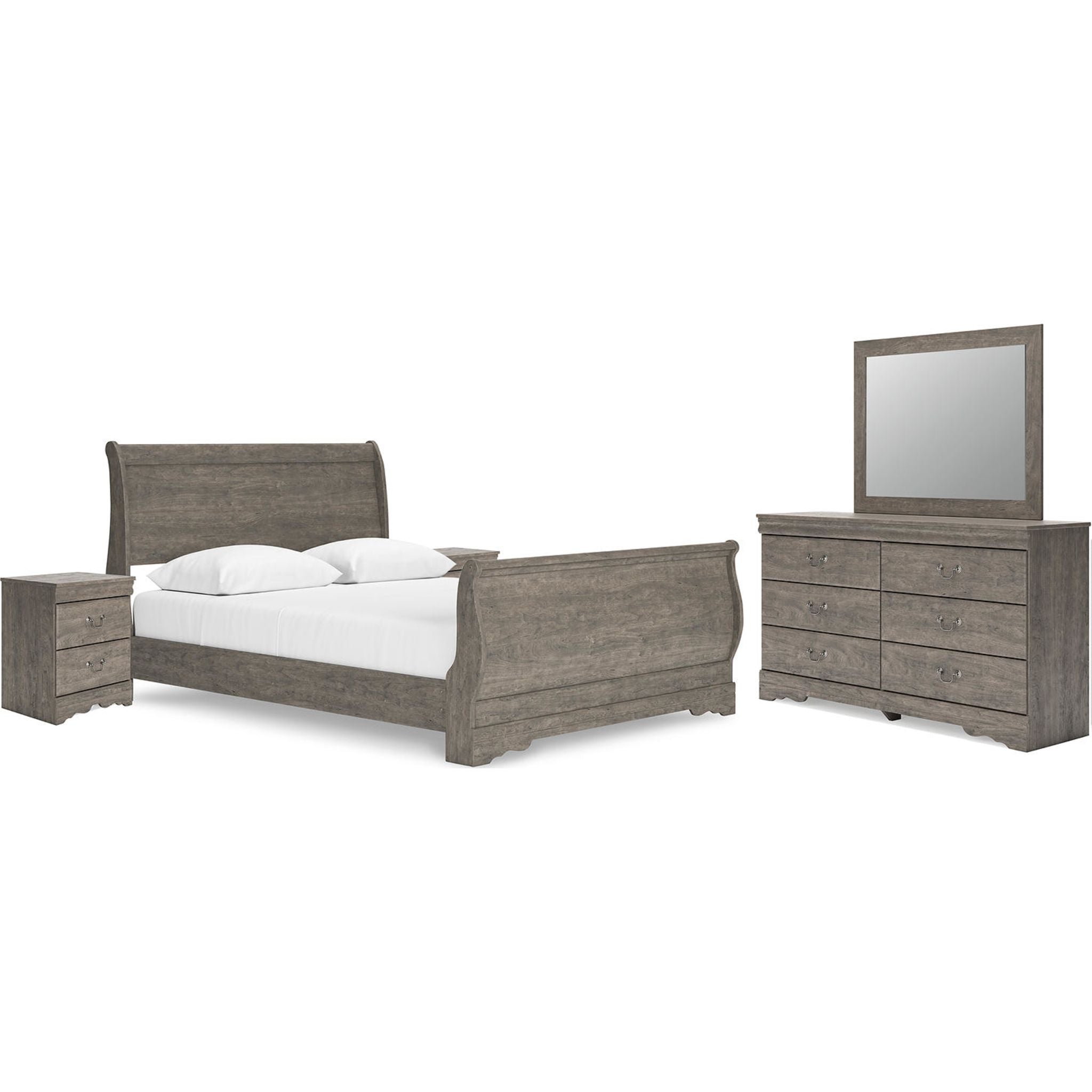 Bayzor 7-Piece Bedroom Set - Queen Size Bed Frame, Dresser, Nightstand & More in Modern Gray | Perfect for Master Bedroom, Guest Room & Apartment Furniture