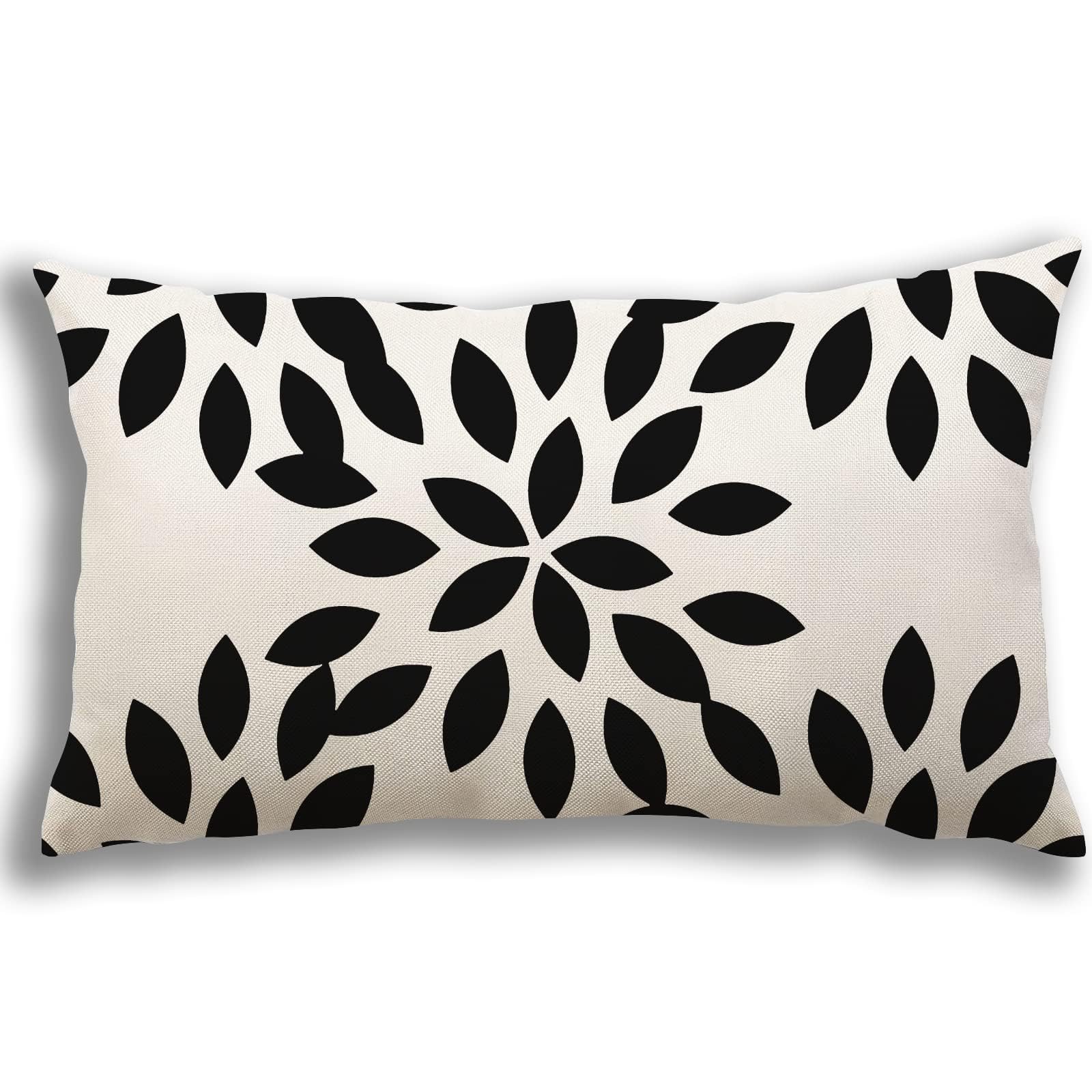YCOLL 12x20 Lumbar Pillow Covers Set of 4 - Modern Sofa Throw Pillow Covers for Couch, Bed & Car - Decorative Outdoor Linen Fabric Pillow Cases (Black) - Perfect for Living Room, Patio & Travel Comfort