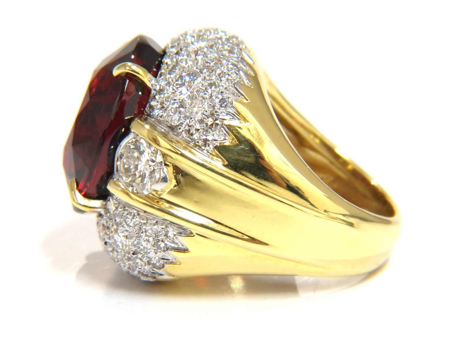 32.64ct GIA Certified Natural Red Spessartite Garnet Diamond Ring in 18K Gold - Elegant Raised Dome Design for Weddings, Anniversaries & Special Occasions