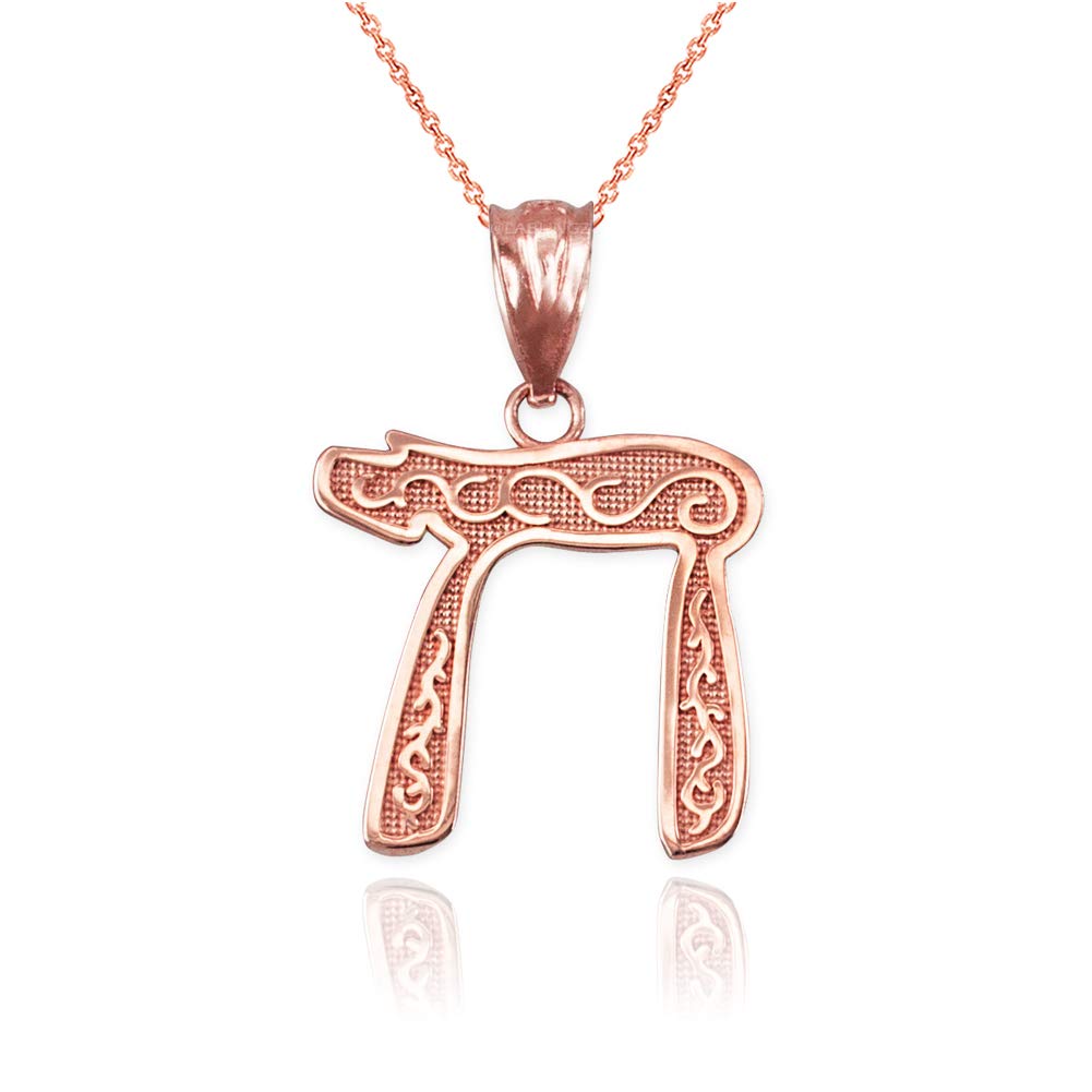 10K Rose Gold Jewish Chai Pendant Necklace for Women - LA BLINGZ Elegant Hebrew Symbol Jewelry - Perfect for Hanukkah Gifts, Bat Mitzvah & Everyday Wear