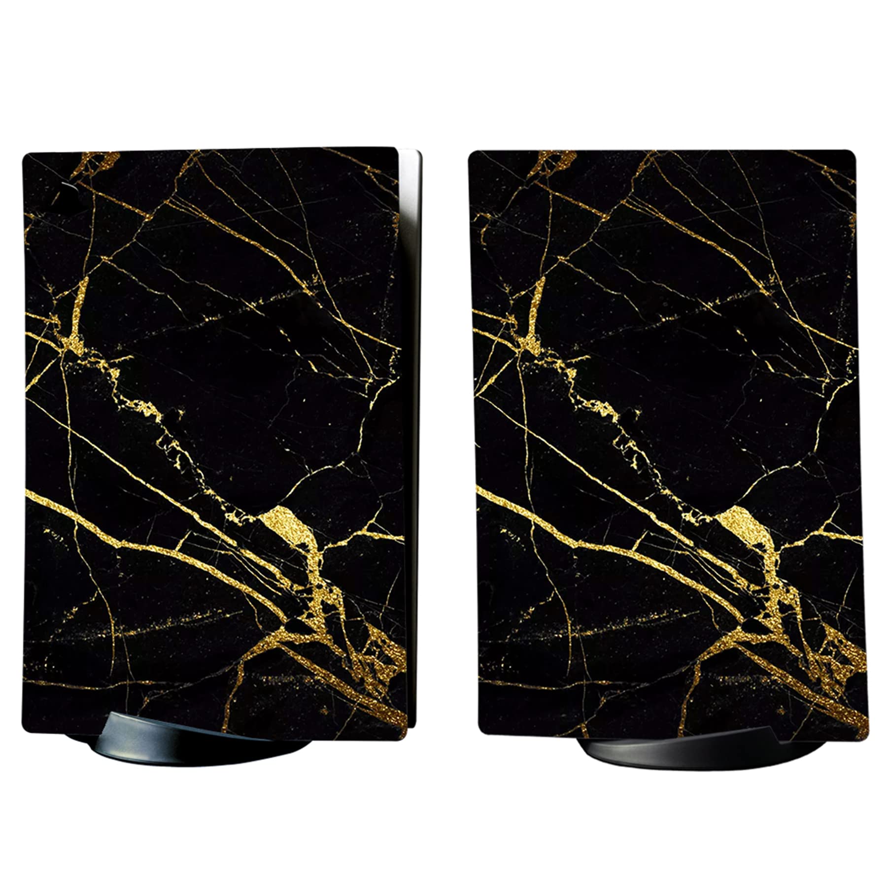 PlayVital Black & Gold Marble Vinyl Skin Decal Full Set for PS5 Console Digital Edition - Controller, Charging Station, Headset & Media Remote Sticker Cover - Premium Protection & Stylish Gaming Setup for PS5 Lovers