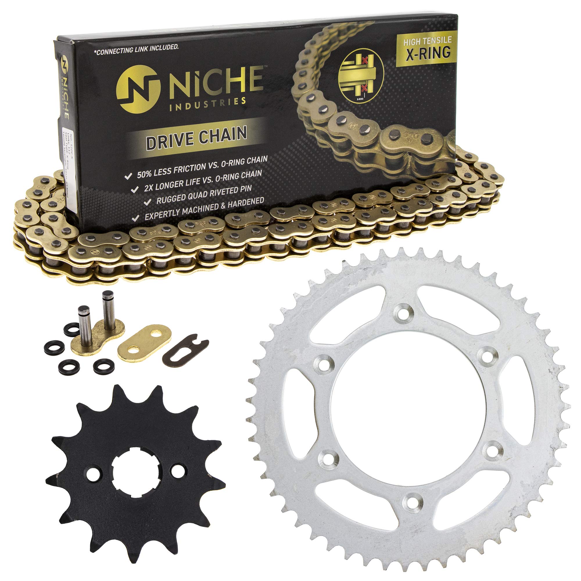 Honda CR125R 520V-X X-Ring Drive Sprocket Chain Kit - 13T Front & 51T Rear Sprockets with 106 Links - Dirt Bike Motorcycle Replacement Parts for Off-Road Racing & Trail Riding
