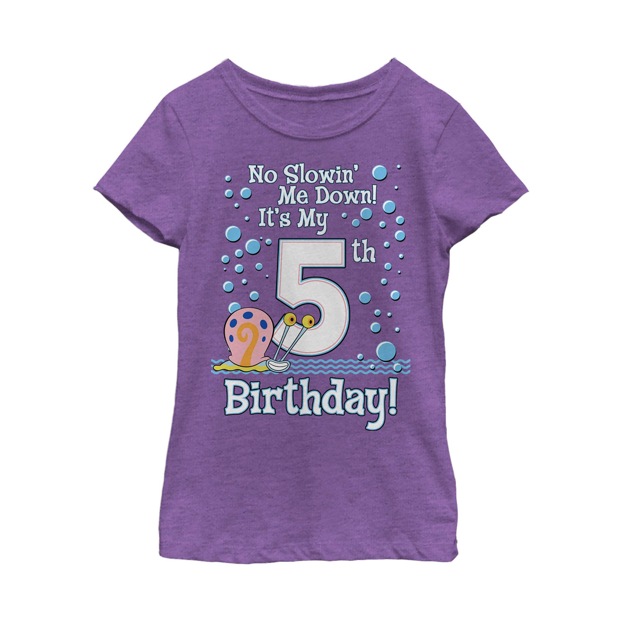 SpongeBob SquarePants Gary Birthday 5th Girls Short Sleeve T-Shirt - Cute Cartoon Graphic Tee for Kids Birthday Parties & Casual Wear