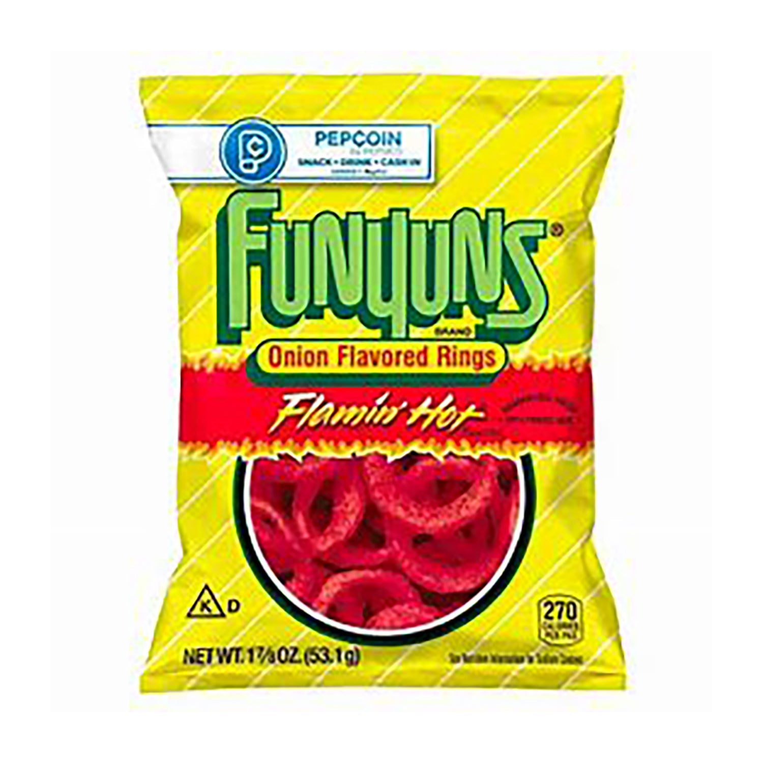 Frito Lay Funyuns Hot Onion Flavored Rings - 1.875oz Bags (24 Count Case) | Crunchy Snack for Parties, Game Nights & On-the-Go