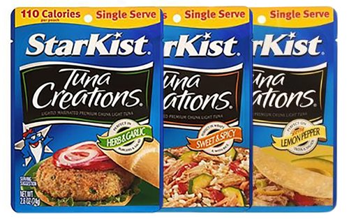 StarKist Tuna Creations Variety Pack - 12 Pouches (4 Sweet & Spicy, 4 Lemon Pepper, 4 Herb & Garlic) | High Protein, Ready-to-Eat Tuna Snacks for Lunch, Camping & On-the-Go Meals