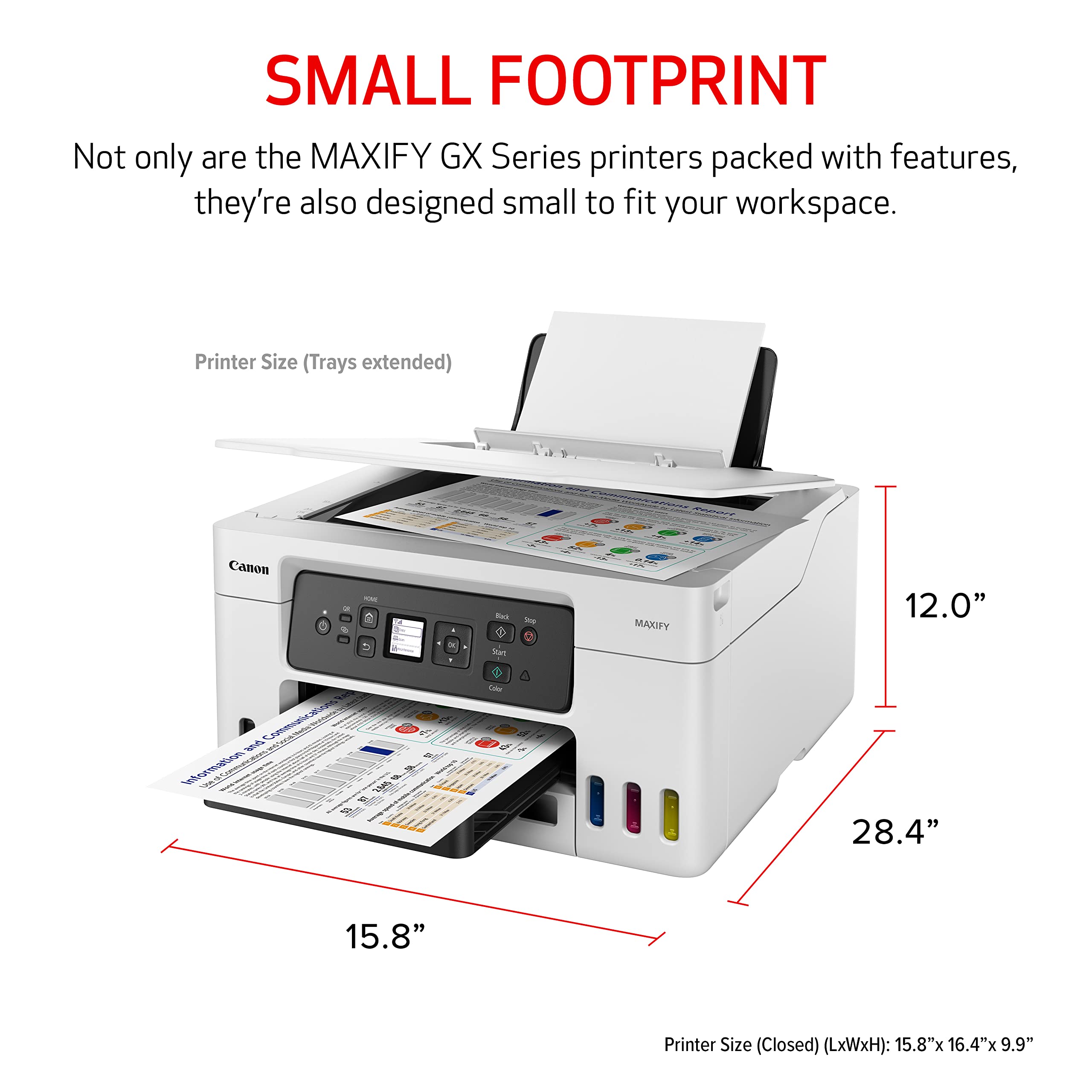 Canon GX3020 Megatank Wireless All-in-One Printer with Print, Copy, Scan | Easy Setup, Mobile Printing, 1.35