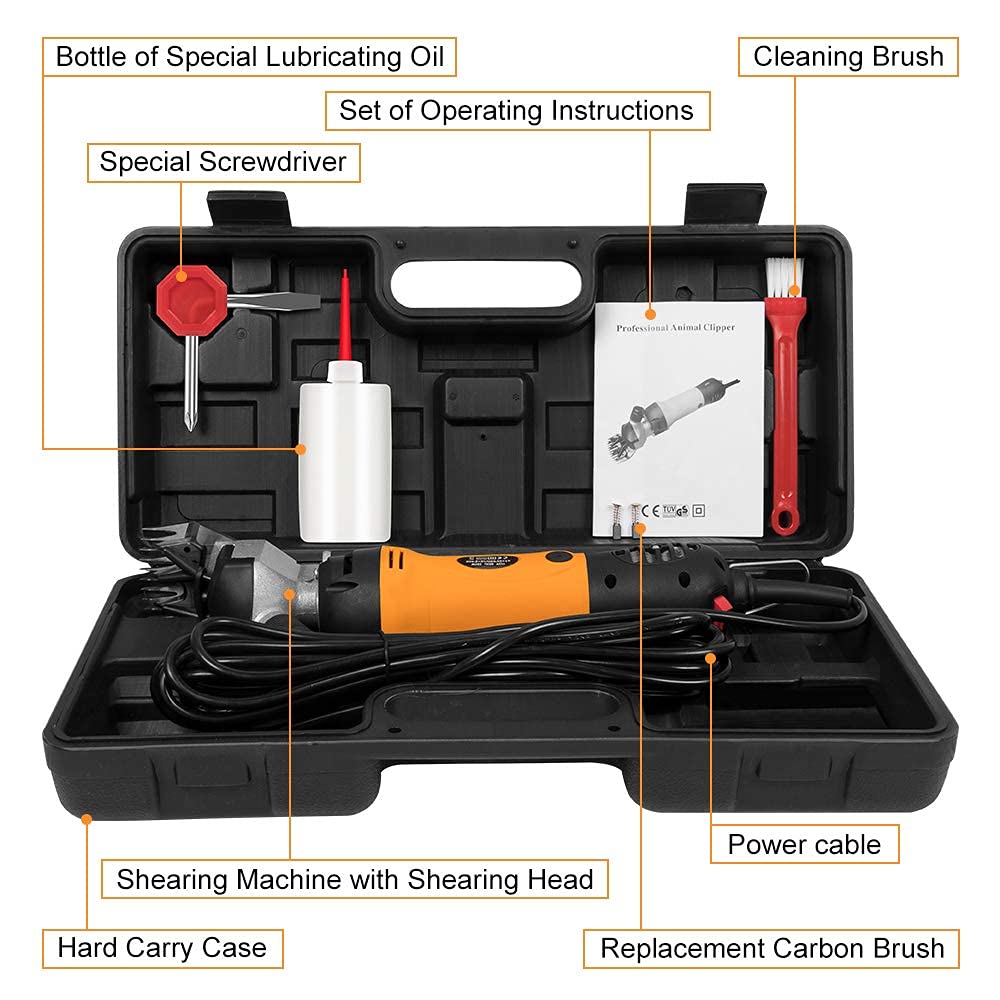 BEETRO 500W Professional Electric Sheep Shears - Heavy Duty Animal Grooming Clippers for Sheep, Alpacas, Goats & Livestock with 6 Speed Settings | Ideal for Farm Use, Wool Harvesting & Pet Grooming