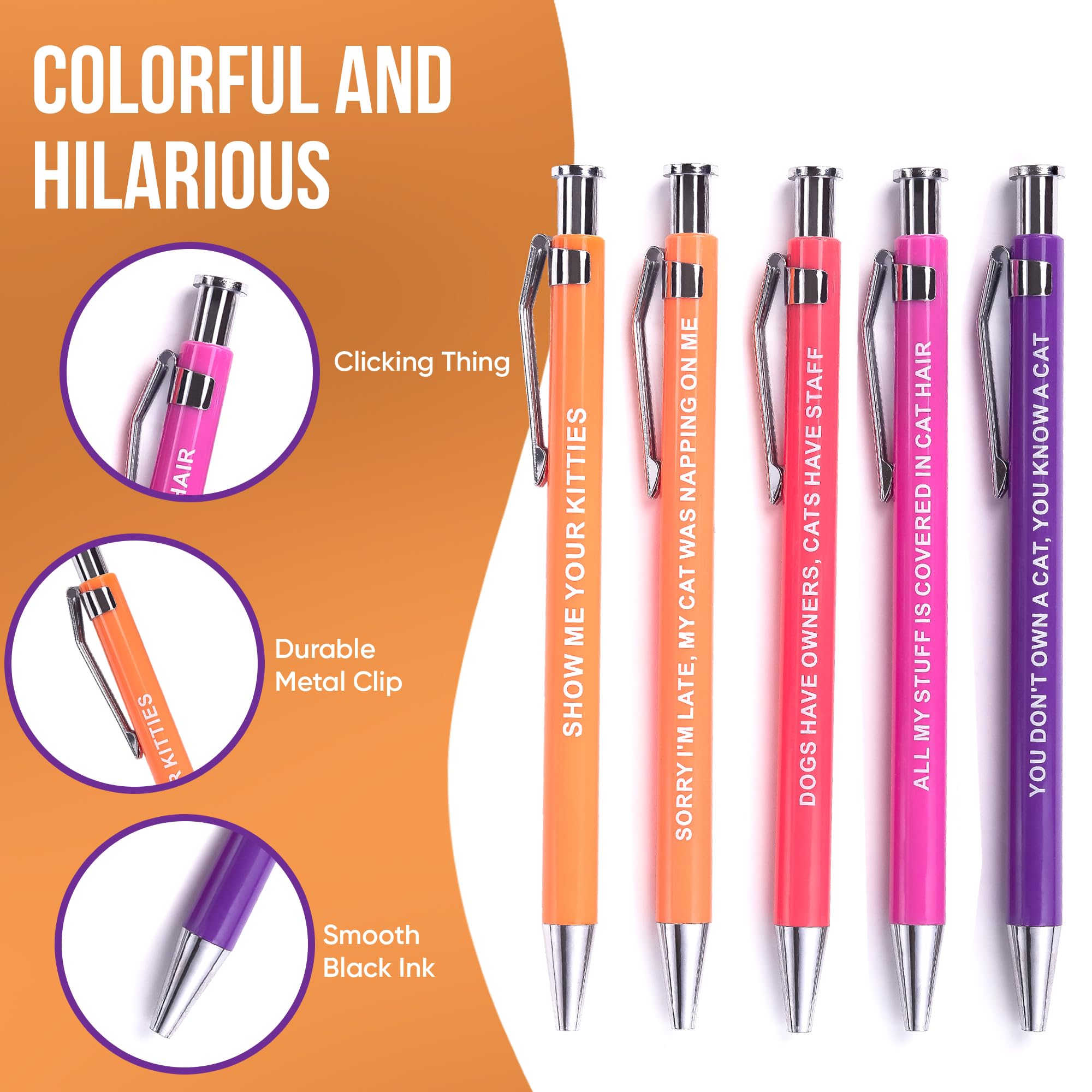 Funny Cat Pens for Cat Lovers - Humorous Saying Ballpoint Pens | Perfect Office Gag Gift for Pet Owners, Coworkers & Cat Enthusiasts | Great for Birthday Gifts, White Elephant & Secret Santa Exchanges