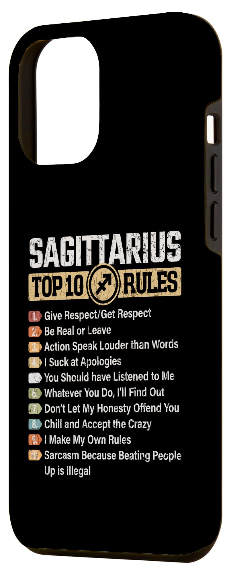 iPhone 12 Pro Max Zodiac Sign Case - Funny Sagittarius Graphic Cover with Top 10 Rules | Perfect Gift for Astrology Lovers & Phone Protection