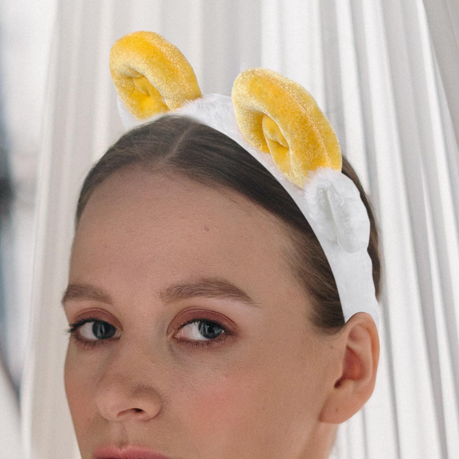 PRETYZOOM Spiral Hair Ties & Plush Goat Headbands - Cute Sheep Horn Hair Accessories for Women & Girls (Yellow) | Perfect for Party Favors, Cosplay & Daily Styling