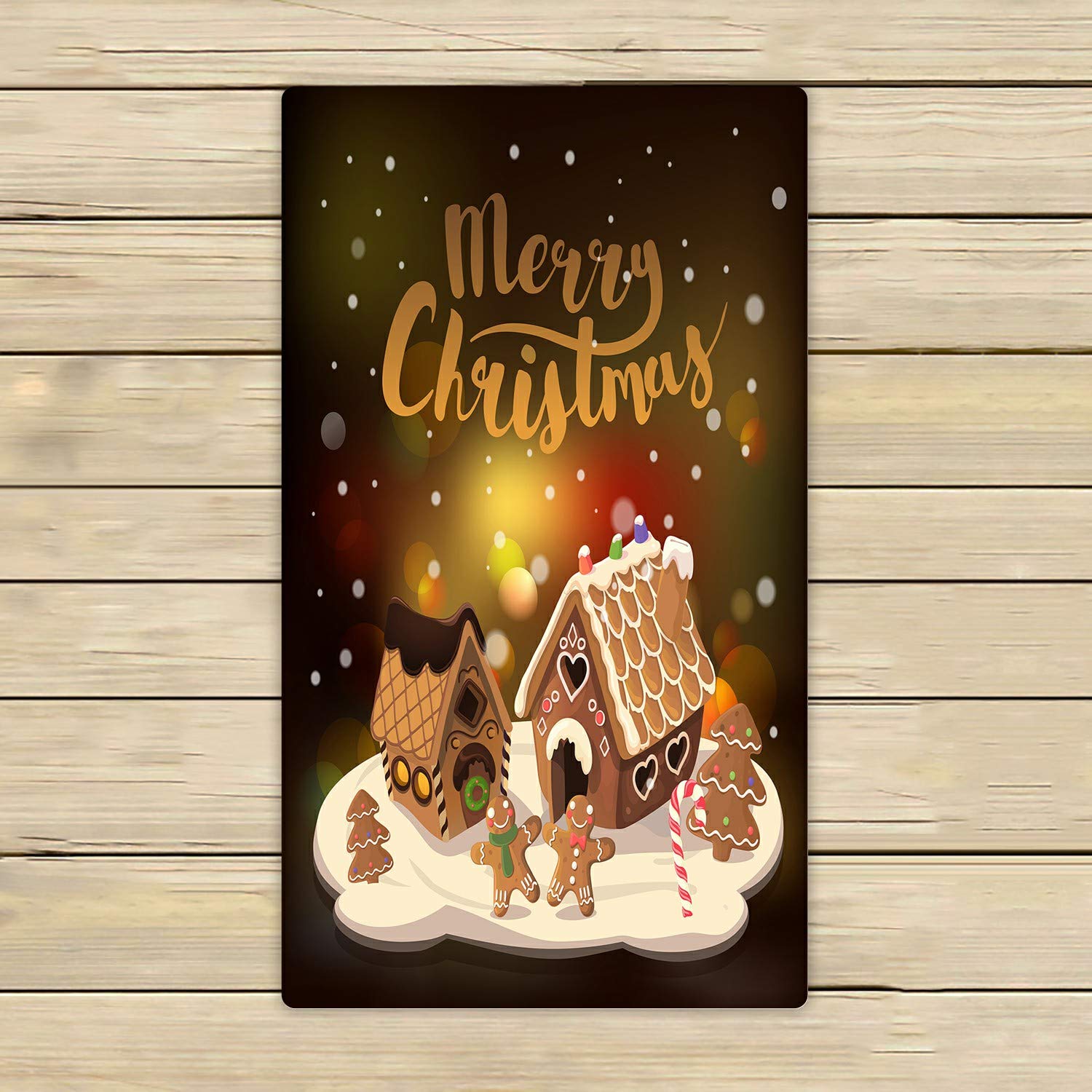 Christmas Gingerbread Houses Candy Little Men Beach Towel - 16x28 Inch Soft Absorbent Bath & Shower Towel for Home, Outdoor, Travel - Perfect for Holidays, Beach Trips & Cozy Decor