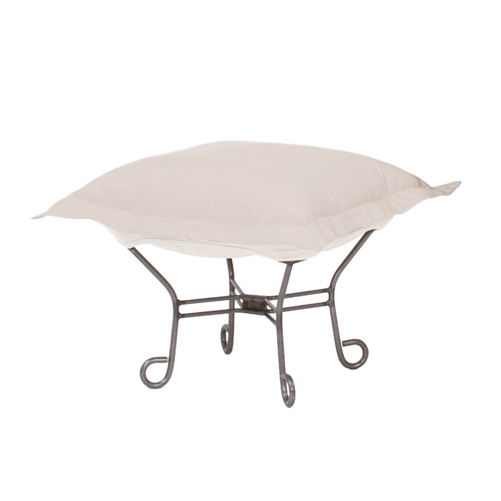 Howard Elliott Scroll Puff Rocker Chair with Removable Cover - Titanium Frame Butterfly Chair for Indoor & Outdoor Use - Perfect for Patio, Camping, Home Decor - Comfortable Seascape Sand Color Accent Furniture    (Use Scenarios: Relaxing in backyard, beach camping trips, cozy reading nook, stylish living room accent)