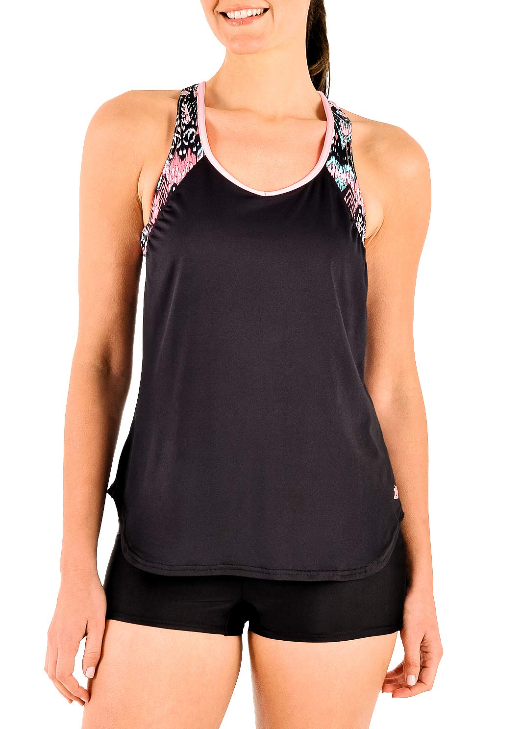 ZeroXposur Women's Tankini Top & Boyleg Shorts Swimwear Set - UPF 50+ Sun Protection, Quick Dry Bathing Suit for Beach, Pool & Vacation | Plus Size Options Available