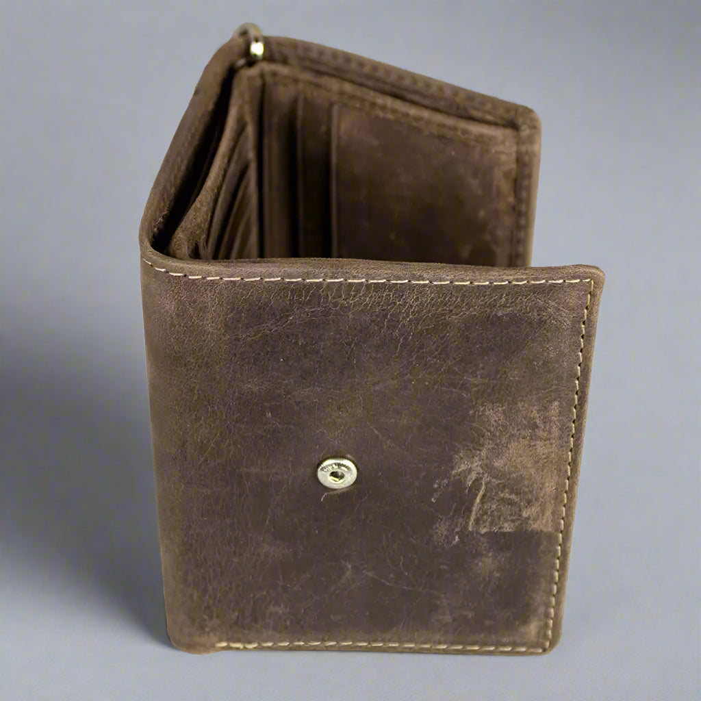 JBG International Men's RFID Blocking Leather Wallet with Chain - Slim Bifold Wallet for Cash & Cards - Perfect for Travel, Business, and Everyday Use