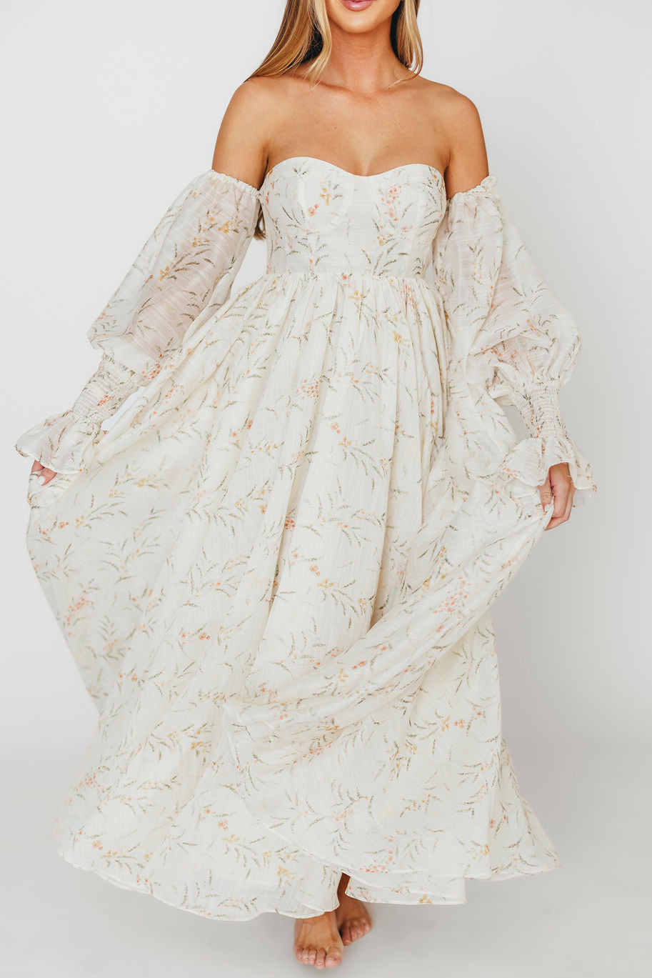 Ryder Grace Maxi Dress in Cream - Elegant Long Flowy Summer Dress for Women, Perfect for Beach, Wedding & Vacation | Lightweight & Comfortable