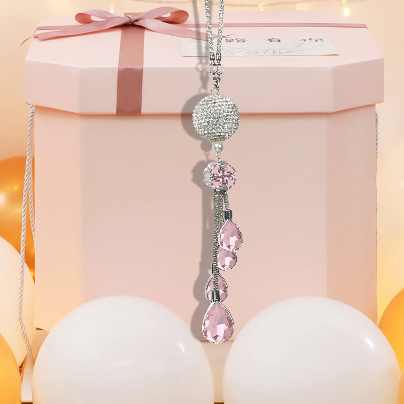 Lucky Crystal Sun Catcher Car Charm - 30mm Pink for Rearview Mirror Decor