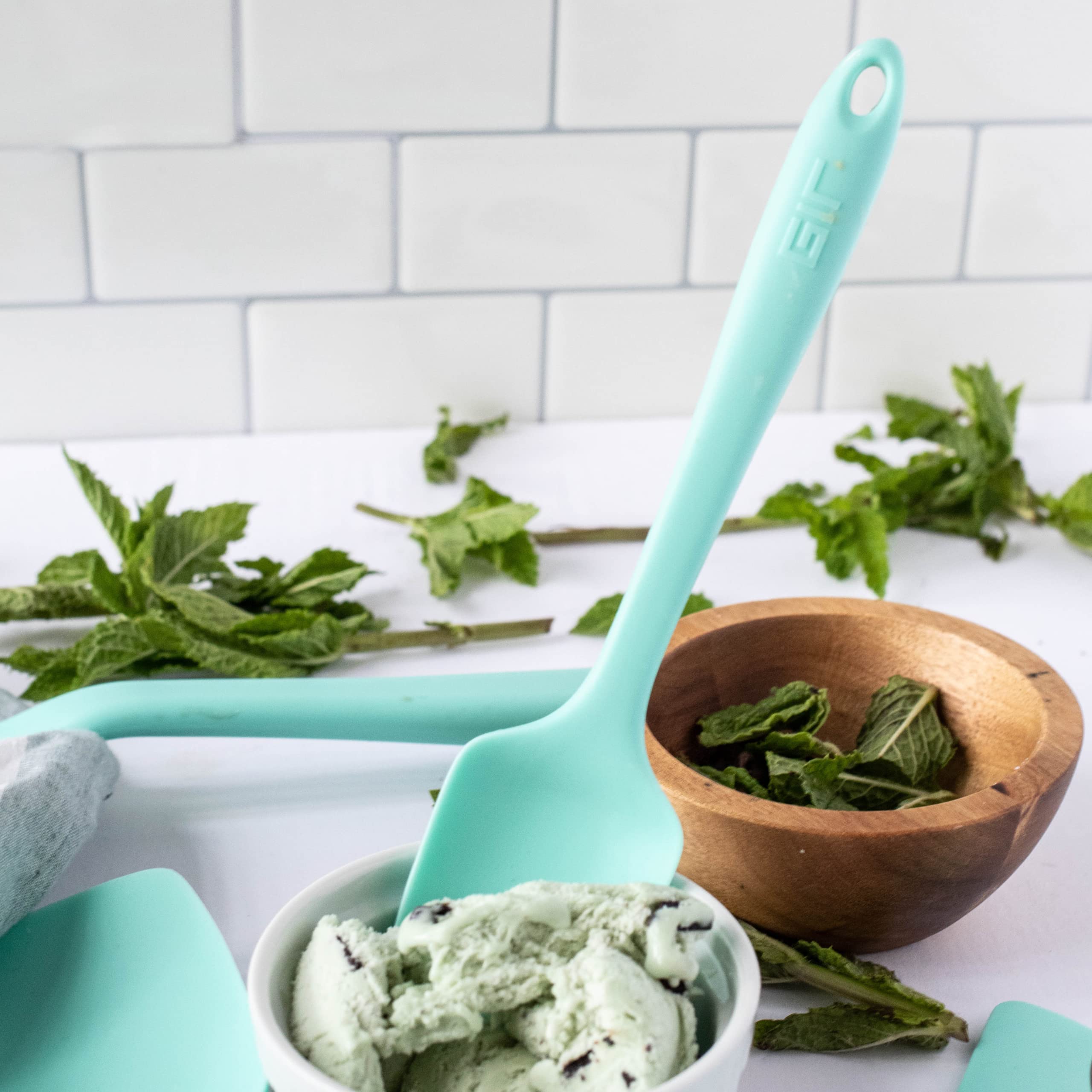 Premium Silicone Spoonula - 8 Inch Mini Spatula for Baking, Cooking & Mixing - Heat Resistant & Non-Stick - Studio White - Perfect for Kitchen, Cake Decorating & Food Prep