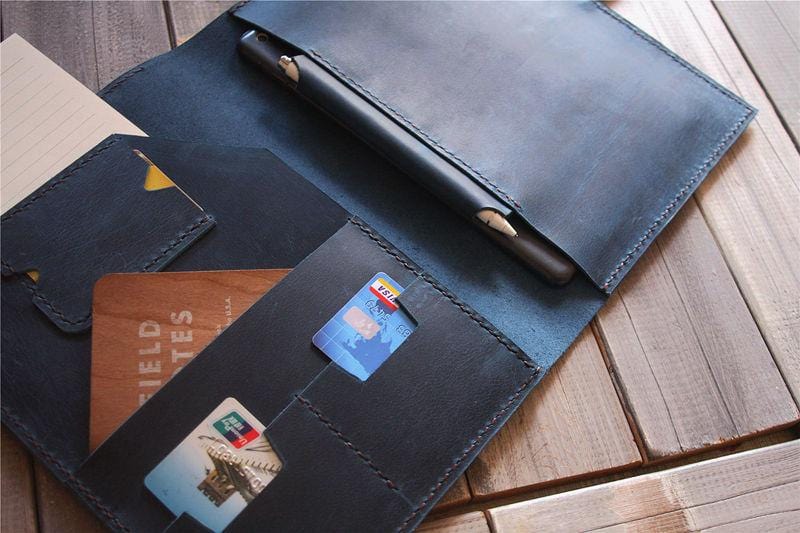 Premium Custom Blue Leather Laptop Sleeve Case for MacBook Pro/Air - Protective & Stylish Cover for Work, Travel & School