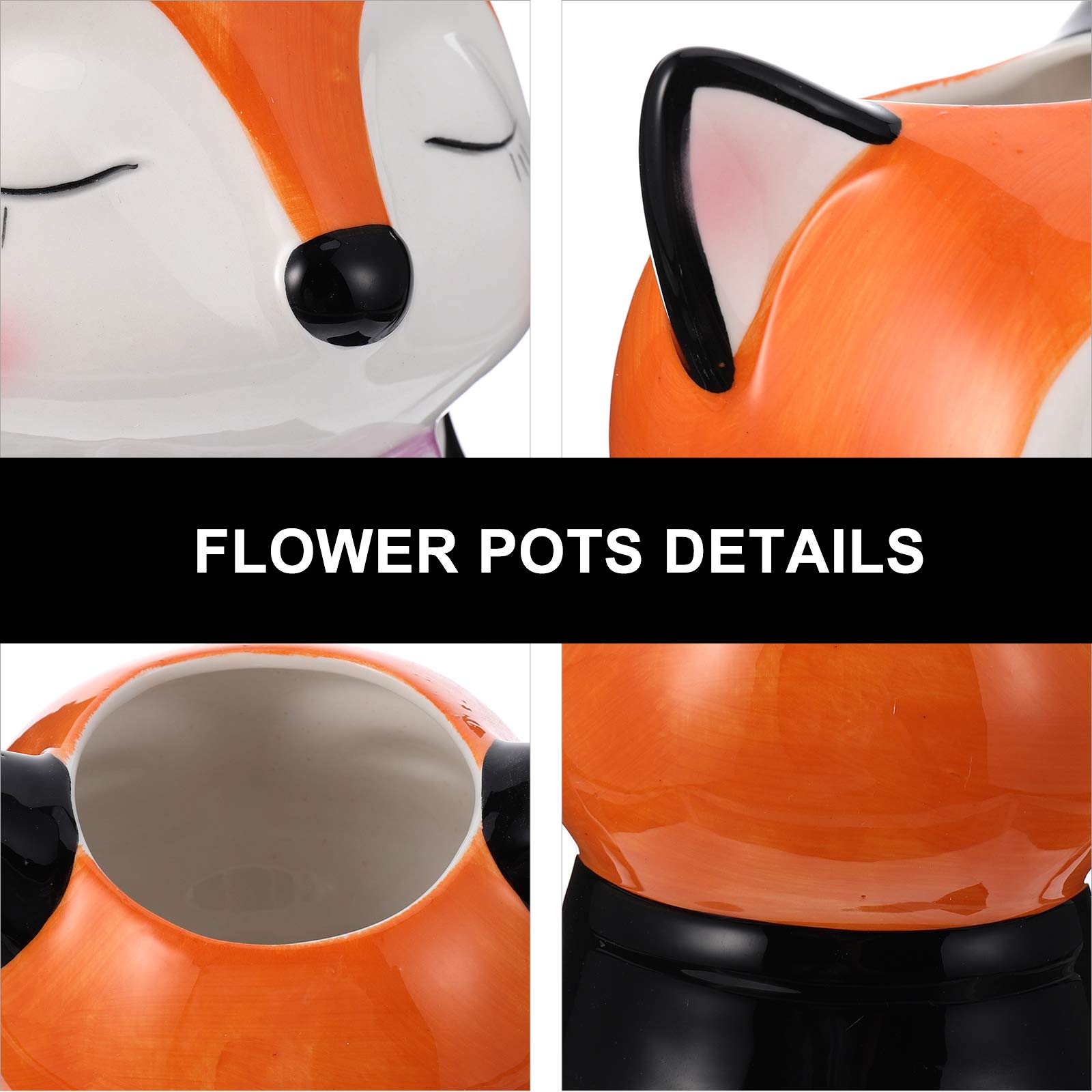 Fox-Shaped Ceramic Planter Pot for Succulents & Cactus – Cute Cartoon Flower Pot for Home Decor, Office Desk, or Garden Planting
