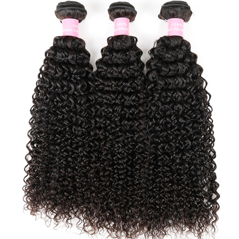 8A Brazilian Virgin Hair Kinky Curly Bundles - 3 Pack Unprocessed Human Hair Weave Extensions (22