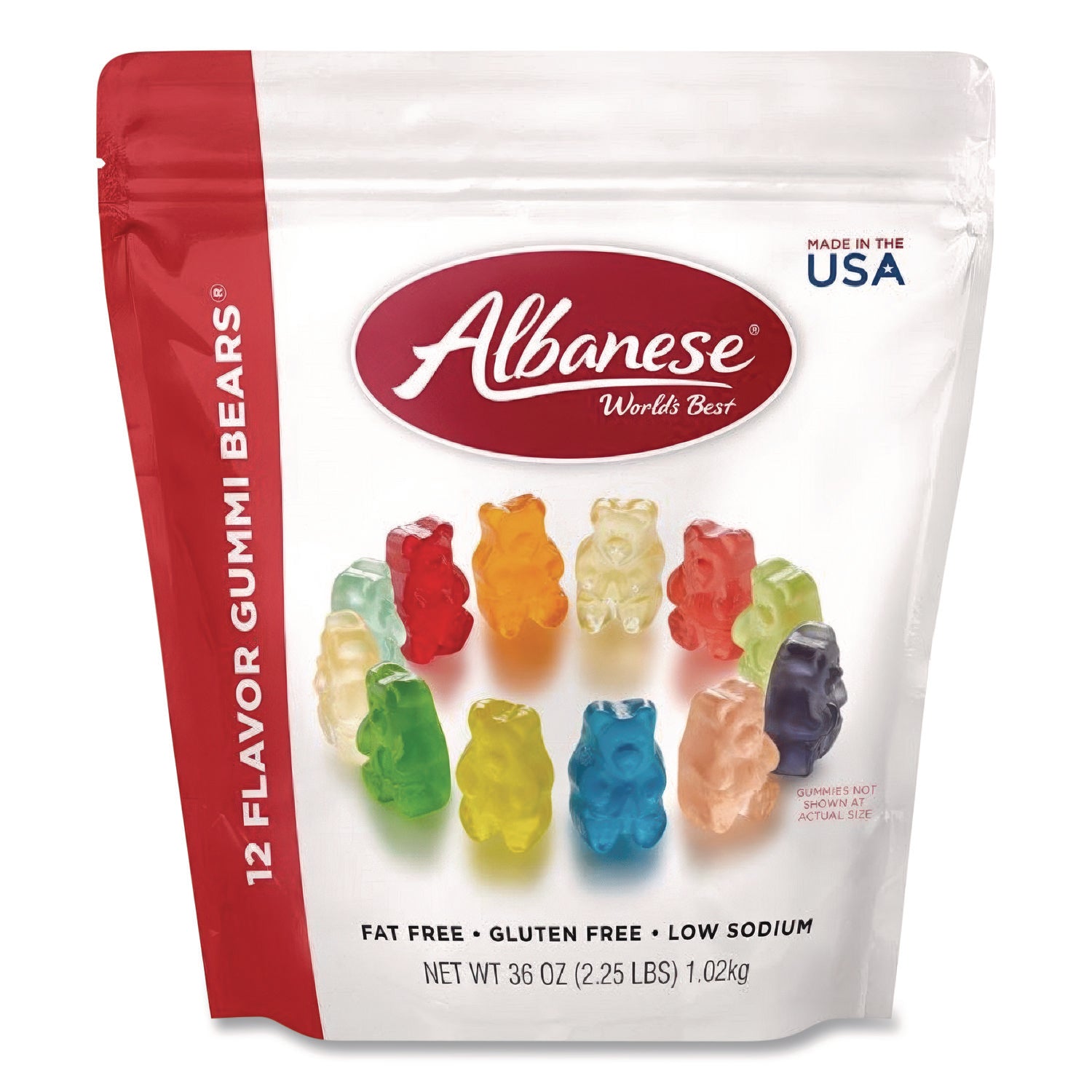 Albanese® World’s Best Gummy Bears - 12 Assorted Fruit Flavors, 36 oz Resealable Bag - Perfect for Snacking, Parties, and Gift Giving