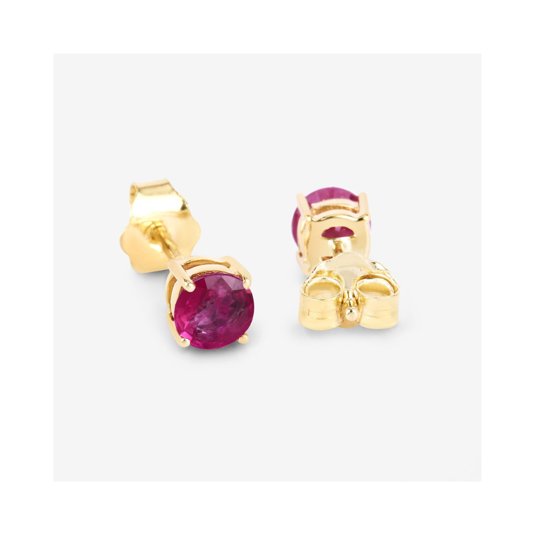 10K Pink Ruby Stud Earrings for Women - Genuine Gemstone Jewelry Gift for Birthday, Anniversary & Valentine's Day
