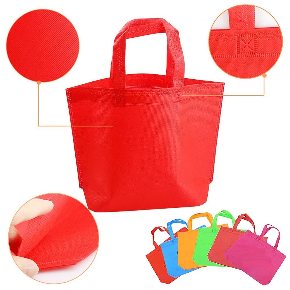King's Deal 18-Pack Reusable Non-Woven Tote Bags - 9 Colors for Parties & Shopping
