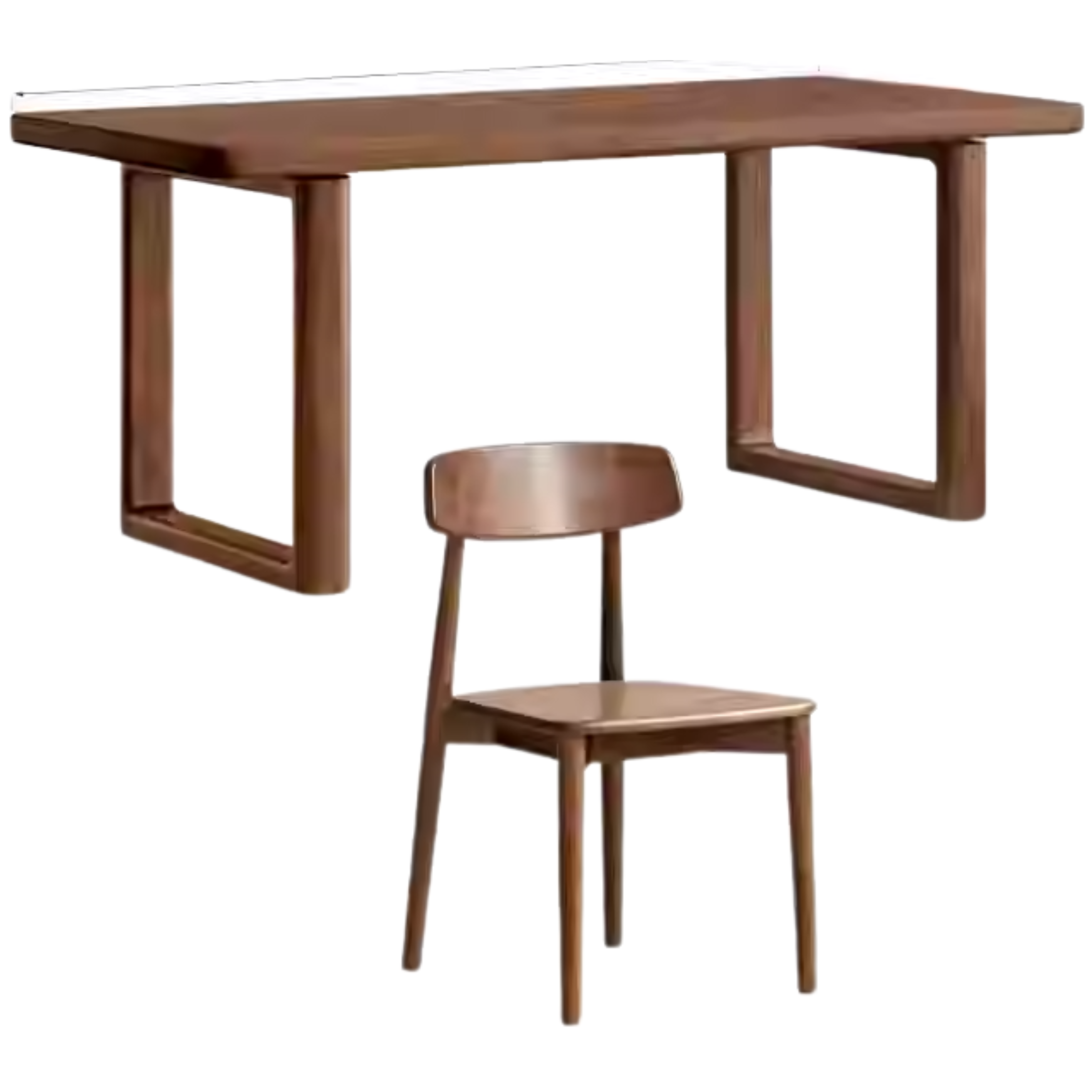 70.8x35.4x29.9 inch / 180x90x76 cm/ Walnut Color / Dining table and four chairs (solid wood chair)
