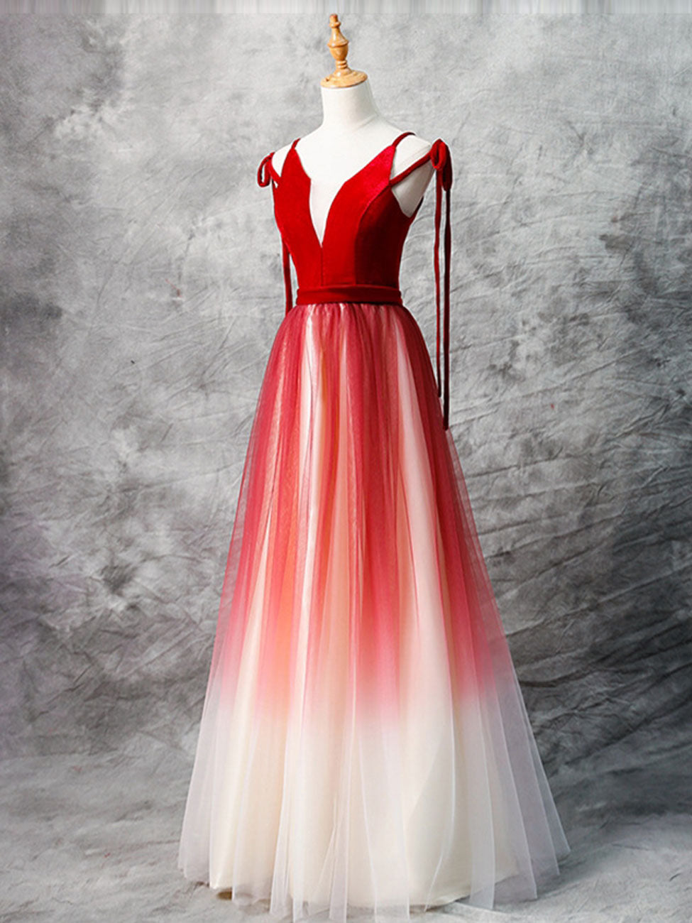 Elegant A-Line Red Velvet Tulle Long Prom Dress for Women | Formal Evening Gown | Perfect for Homecoming, Ball, Wedding & Special Occasions