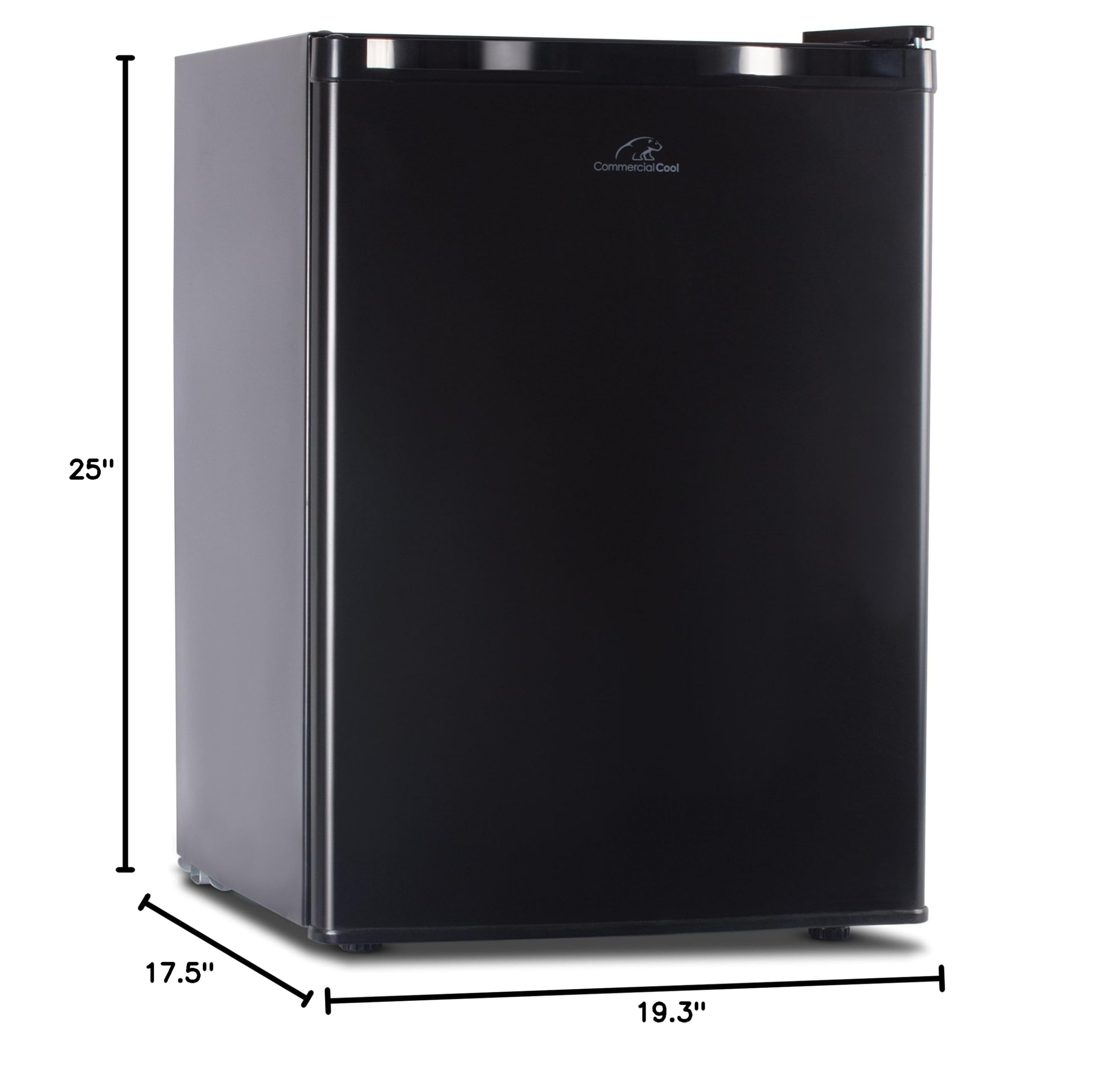 Commercial Cool CCR26B 2.6 Cu. Ft. Compact Single Door Refrigerator with Freezer - Black Mini Fridge for Dorm, Office, Bedroom or Apartment - Energy Efficient Small Refrigerator for Beverages, Snacks and Food Storage
